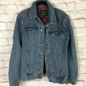 21men Flannel Lined Denim Jacket Size L